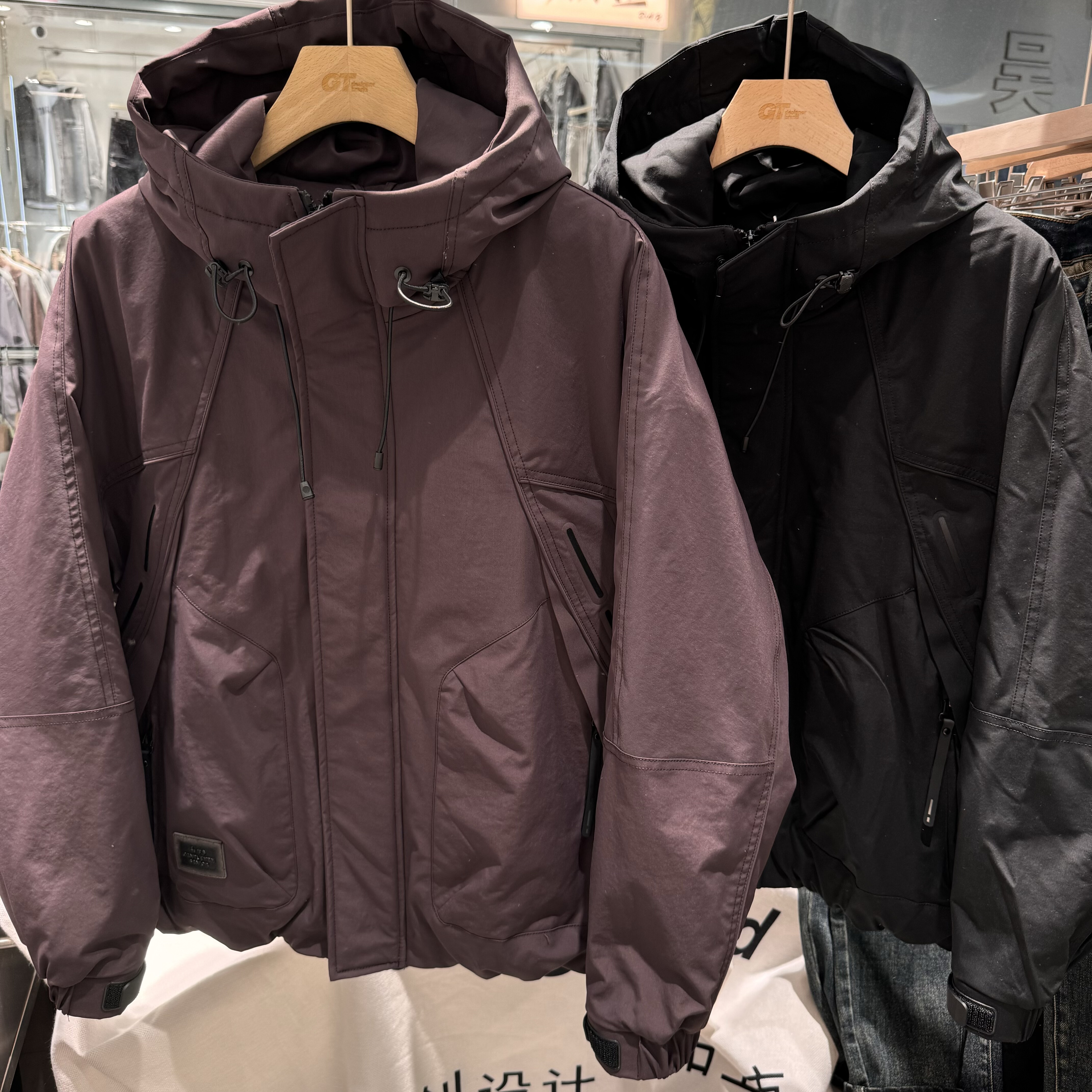 FXB F-9053秋冬季工装连帽薄棉服外套男保暖宽松百搭二棉冲锋衣潮