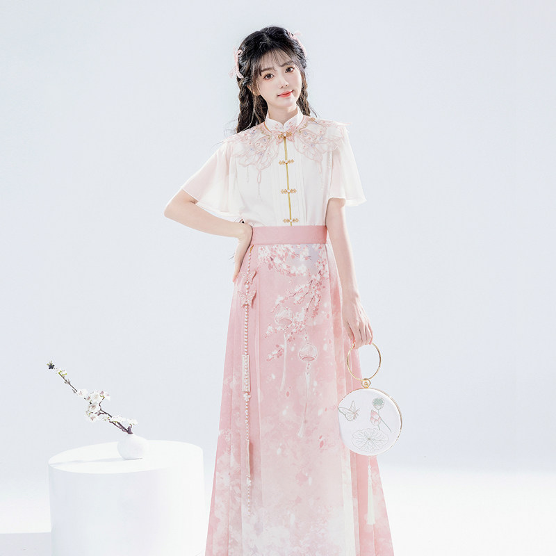 半身裙女夏国风汉元素日常改良拉链松紧腰新中式衬衣配马面裙套装,女装/女士精品,汉服半身裙,淘宝优惠券,粉丝福利购,淘宝优惠卷