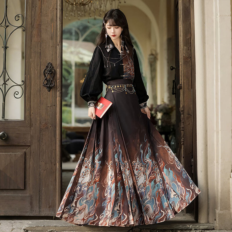 原创设计新中式日常马面裙套装