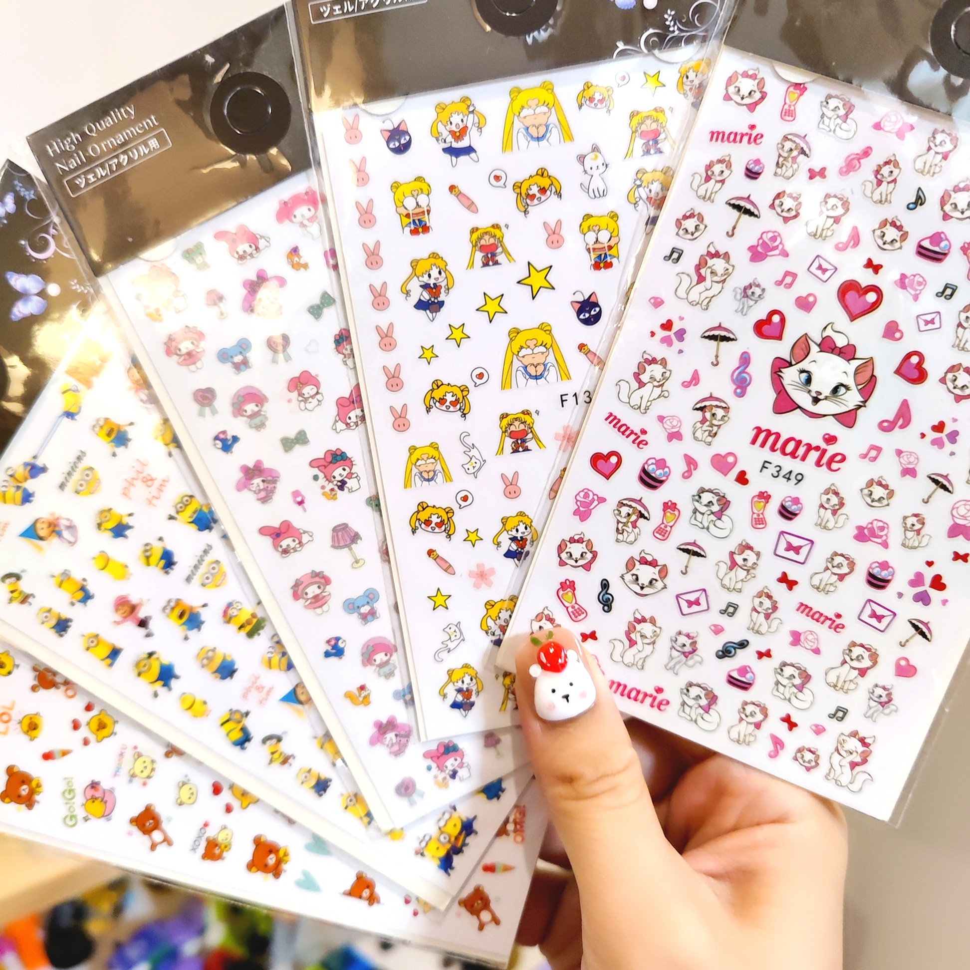 背胶指甲贴卡通小黄人哆啦A梦