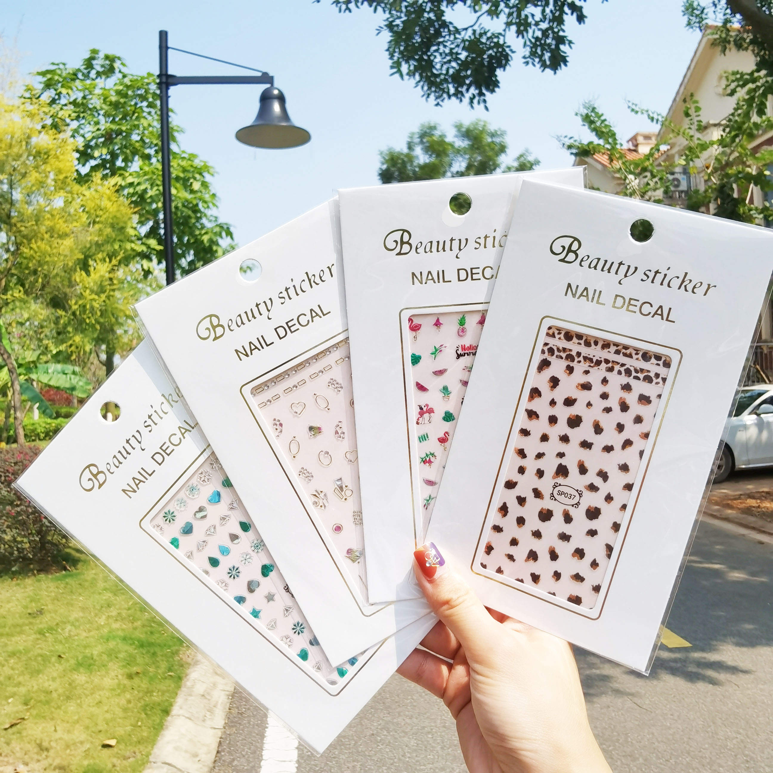 美甲贴纸3d立体凹凸贴烫金星月