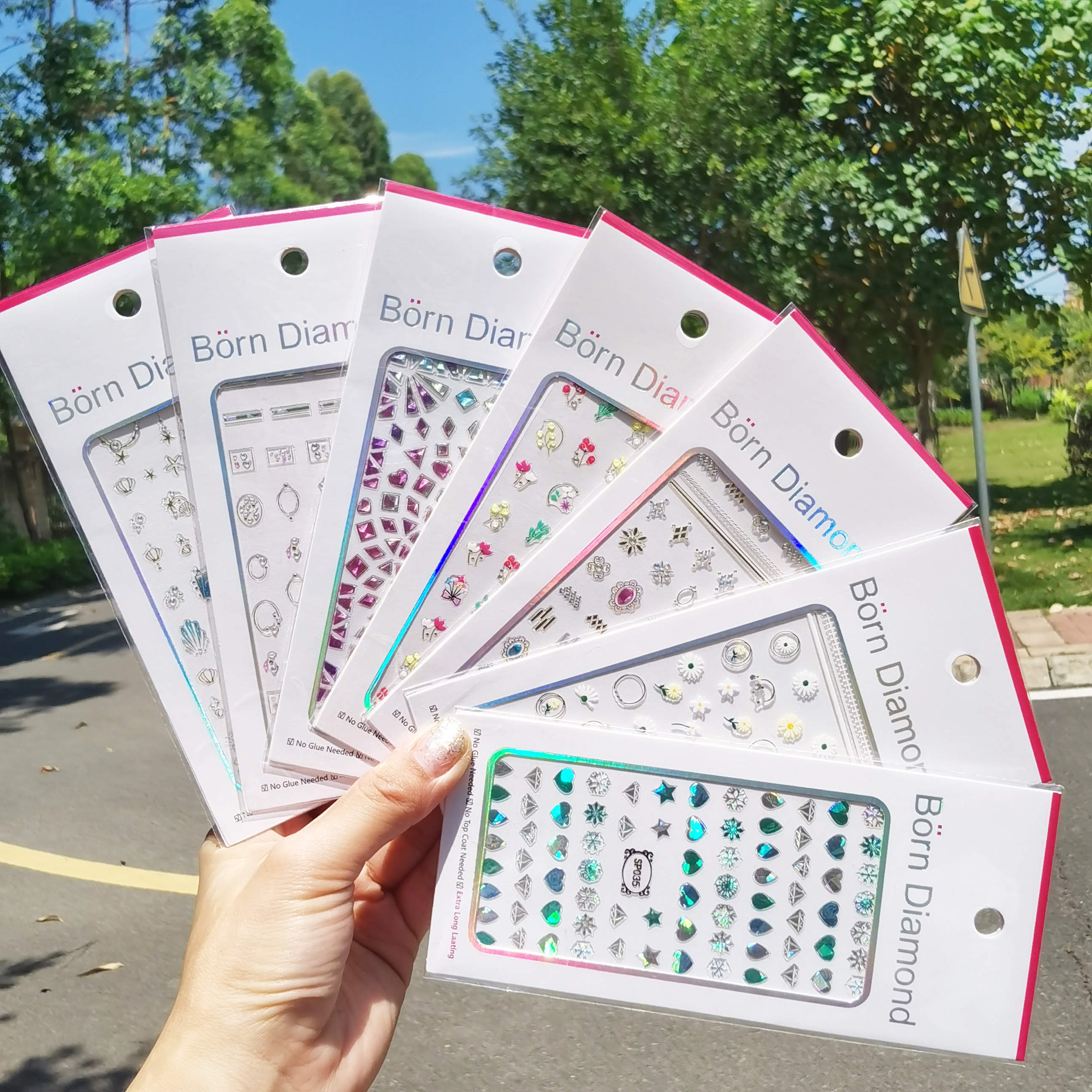 小雏菊背胶3d立体烫金美甲贴纸