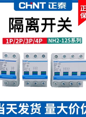 正泰小型隔离开关100A闸刀380V 220V NH2-125 1P 2P 3P三相4P