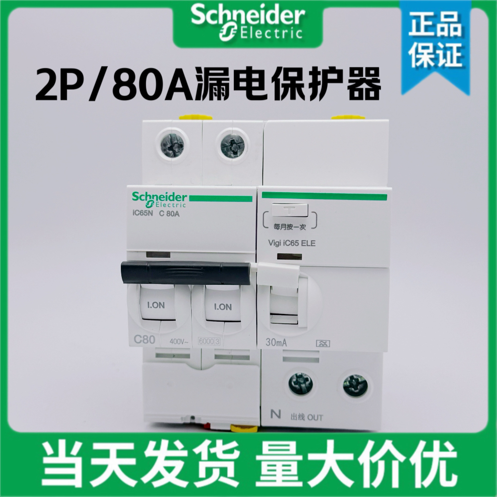 施耐德小型漏电断路器IC65N2P80A