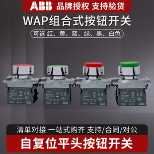 T10 绿色启动平头凸头WAP红色停止WBC ABB WAY金属按钮开关自复式