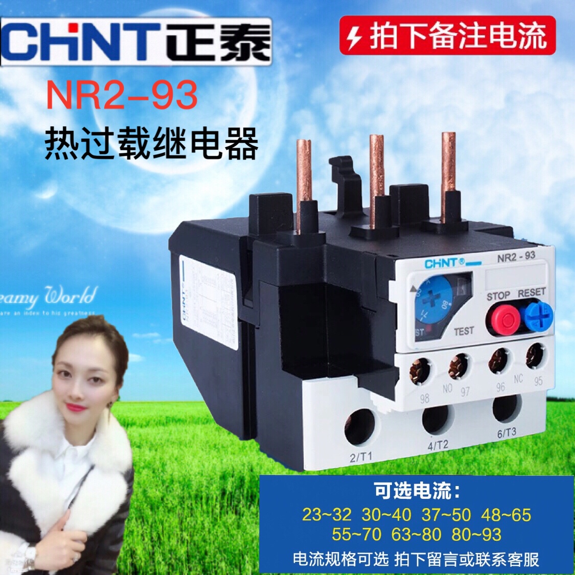正泰 热过载继电器 热继电器 热保护器NR2-93/Z 插针式63-80-93A