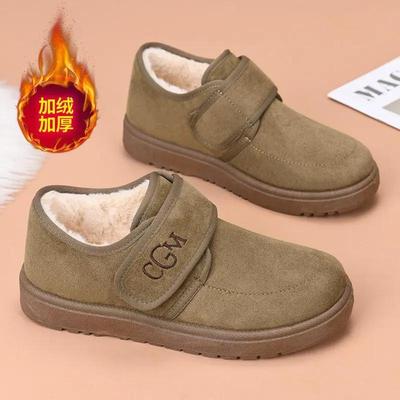 冬季新款老北京棉鞋女加绒加厚保暖妈妈鞋中老年一脚蹬软底防滑靴