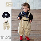 婴儿衣服春季 套装 时髦婴幼儿外出服帅气 背带裤 超萌洋气男宝宝春装