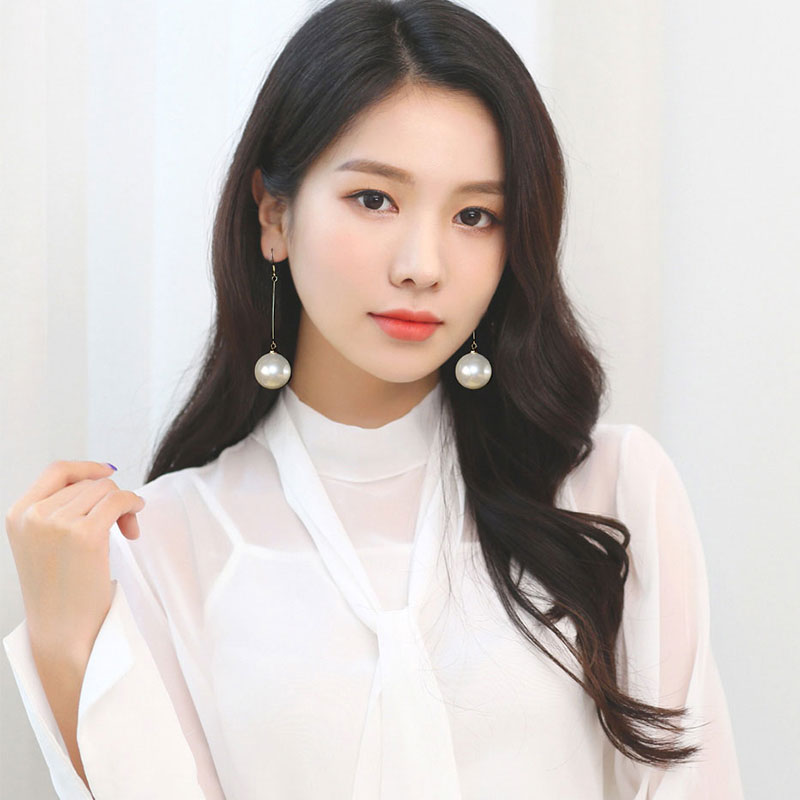 长款大珍珠耳坠耳饰时尚百搭韩国气质名媛网红纯银防过敏吊坠耳环