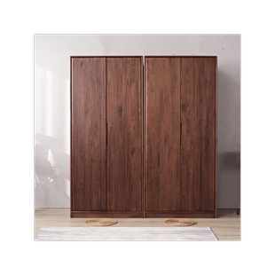 全实木北美黑胡桃原木衣柜北欧轻奢卧室储物大衣橱家具定制