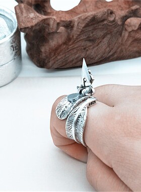 自营男合金民族风防身戒指