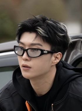 新说唱范丞丞同款墨镜女款椭圆美式方大脸显瘦太眼镜黑色嘻哈韩国