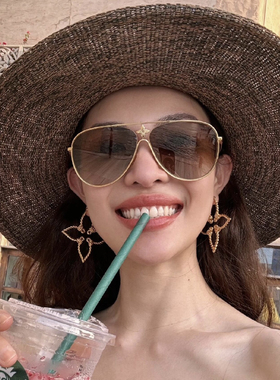 钟楚曦同款墨镜时尚金属蛤蟆镜欧美大牌明星同款街拍度假百搭