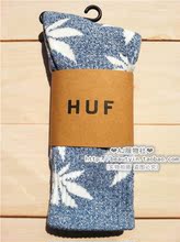 【正品】HUF枫叶袜子男女同款情侣潮流网红加厚毛圈中筒袜浅蓝白