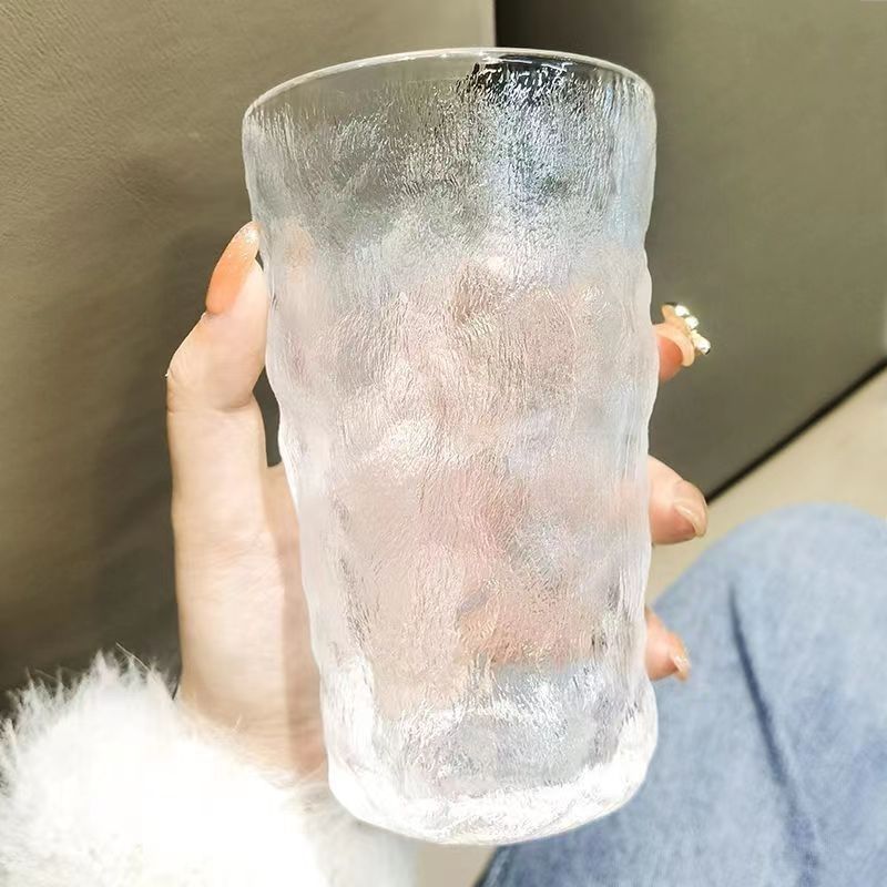 日式冰川杯威士忌酒杯家用ins高颜值果汁饮料杯树皮纹咖啡茶杯子