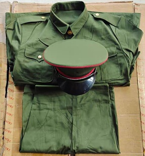 老款库存冬季涤卡套装老式黄冬服外套裤子多兜工作服宽松耐磨