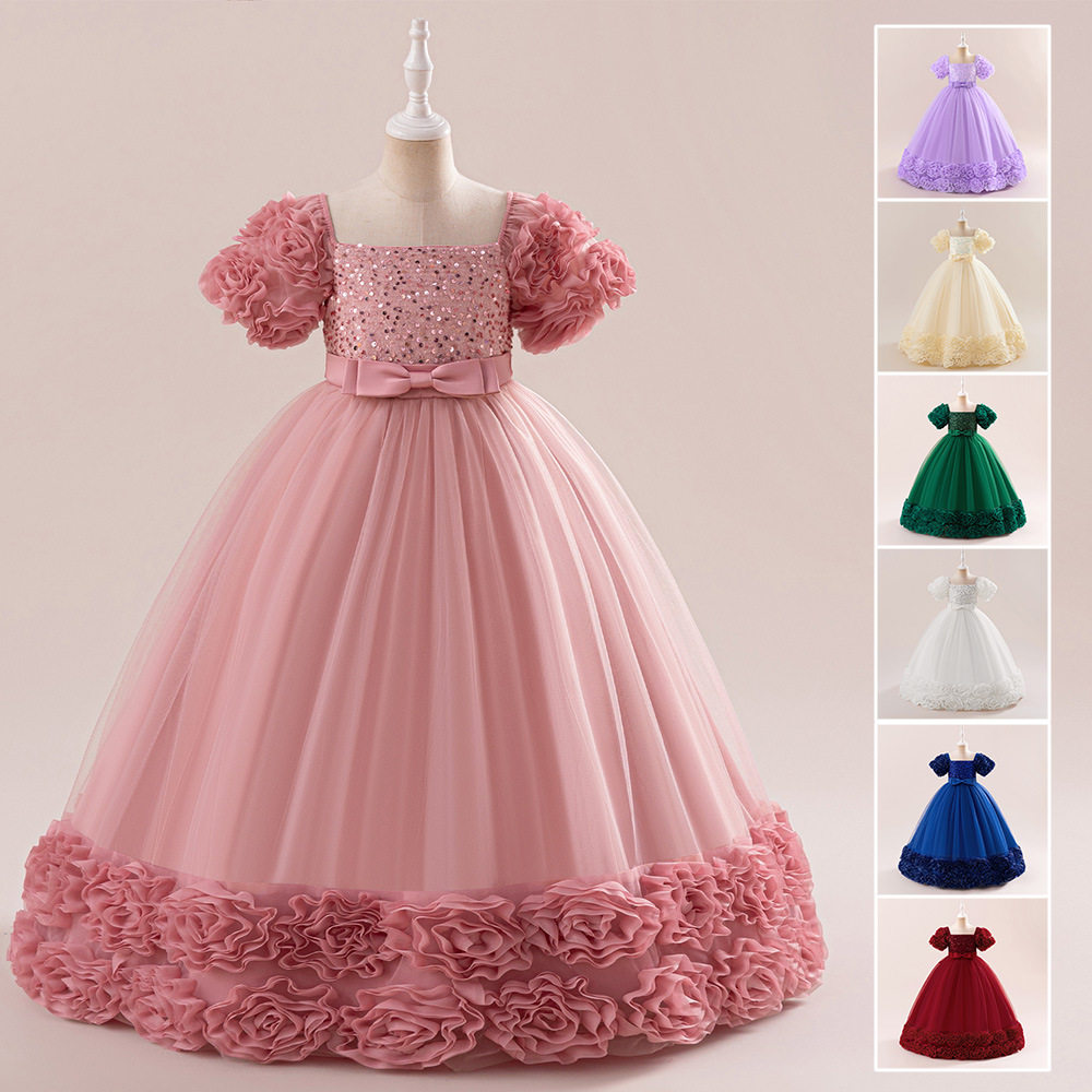 跨境儿童礼服公主裙女童亮片花苞礼服长裙主持人演出服花童婚纱裙,童装/婴儿装/亲子装,儿童礼服,淘宝优惠券,粉丝福利购,淘宝优惠卷