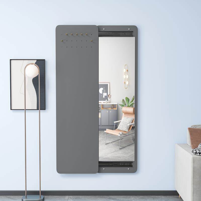 隐形穿衣镜推拉关闭隐藏镜子贴墙全身可遮挡壁挂暗藏式玄关试衣镜