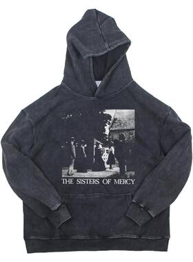the Sisters Of Mercy纯棉宽松水洗做旧复古重磅连帽卫衣新款帽衫
