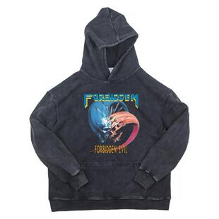 Forbidden Evil激流金属纯棉美式宽松水洗复古做旧连帽卫衣帽衫