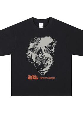 LOVE forever Changes朋克摇滚纯棉美式宽松水洗复古做旧短袖T恤