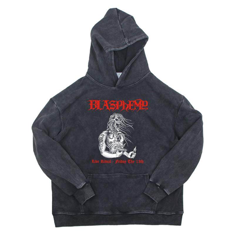 BLASPHEME卫衣落肩复古