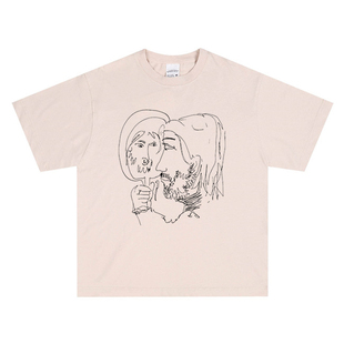 约翰列侬IMAGINE披头士John Lennon短袖T恤摇滚乐队复古怀旧涂鸦