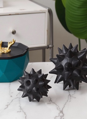 简约现代电镀哑金海胆球圆球摆件