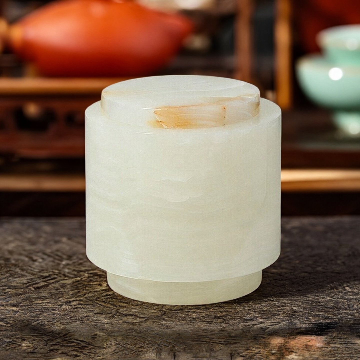 现代简约创意天然玉石储物罐摆件家居客厅玄关电视柜桌面软装饰品