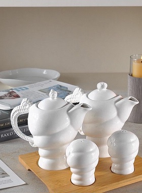 简约现代白色陶瓷茶具餐具摆设