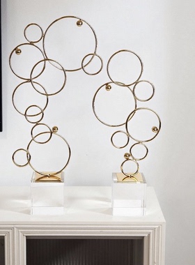 抽象透明黑白金色铁艺水晶底座