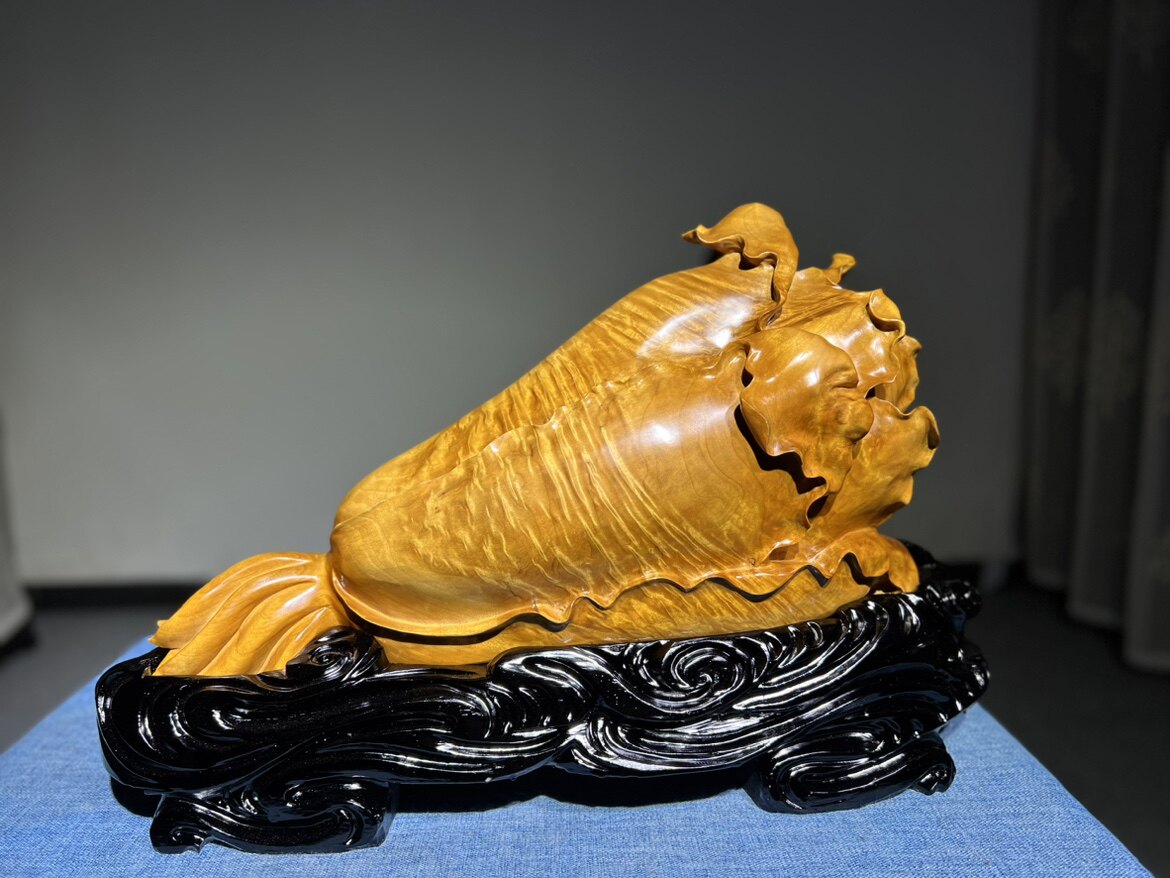 金丝楠小叶桢楠白菜新品手工百财乌木动物工艺品根雕摆件包邮黄色