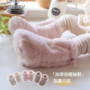 婴儿鞋袜秋冬季中筒袜新生儿学步袜子宝宝地板袜加厚保暖袜靴