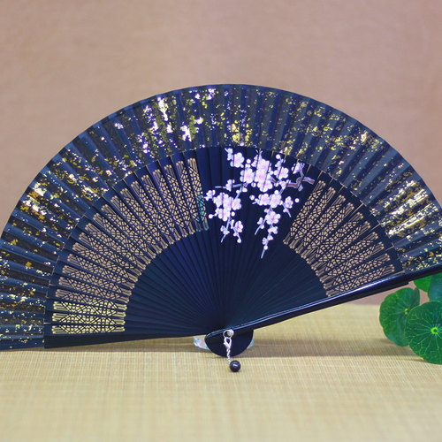 一品兰喷绘手工丝绸古风折叠扇子