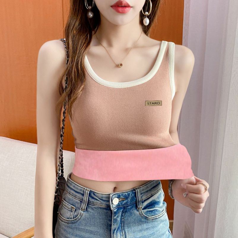 背心女加绒冬季2025新款吊带内搭韩版上衣大码打底一体绒保暖内衣