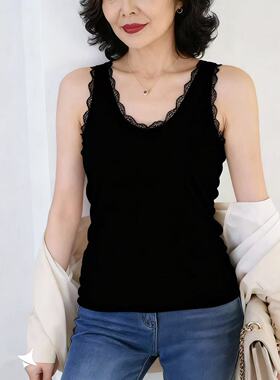 莫代尔吊带背心女高弹黑色修身显瘦内搭蕾丝边春夏外穿大码打底衫