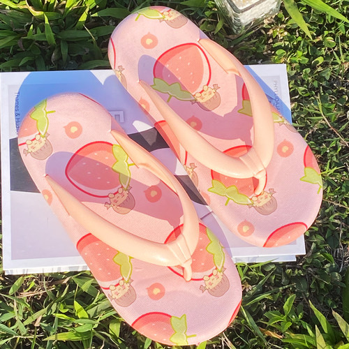 卡通少女清新平底沙滩室外拖鞋