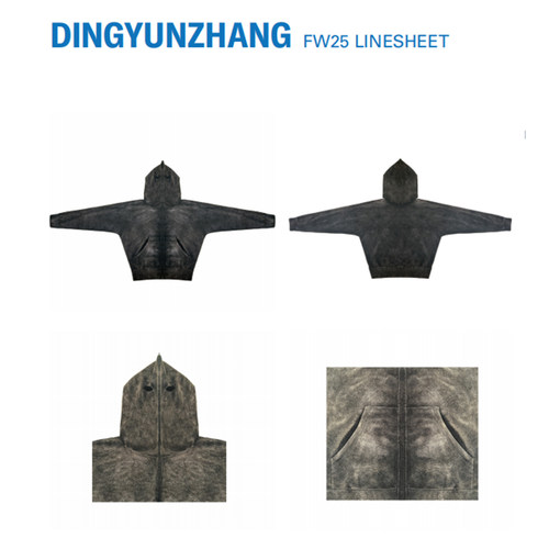 DINGYUNZHANG 25FW 水洗面罩做旧螺纹卫衣