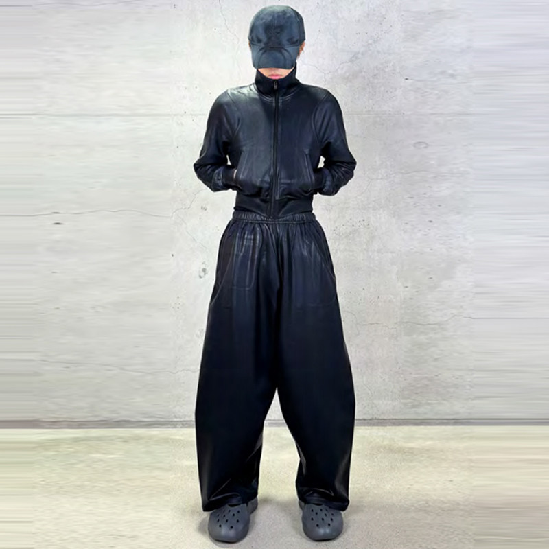 DINGYUNZHANG 25FW 涂胶仿皮运动夹克外套