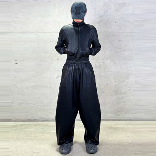 DINGYUNZHANG 25FW 涂胶仿皮运动夹克外套