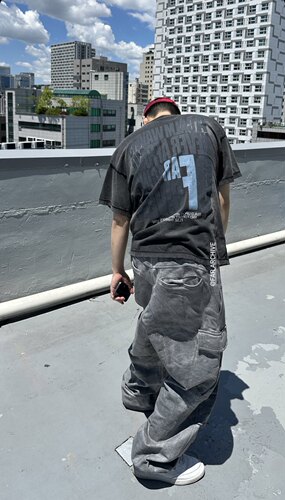 FARARCHIVE韩vibe标语水洗短袖