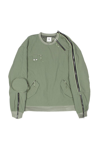 FAR ARCHIVE MILITARY 3D POCKET ZIPPER WAY PULLOVER_SAGEGREEN