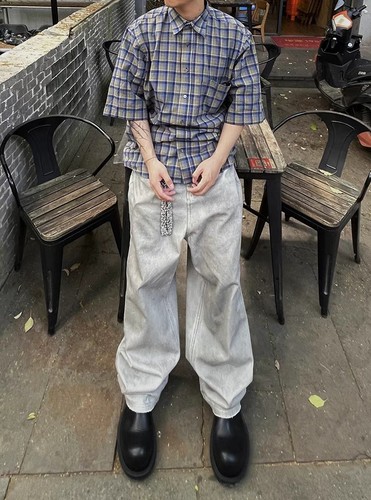 EMPATH宽松直筒牛仔长裤