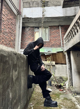 emostanceclub 25FW DISTRESSED HOODIE ZIPUP