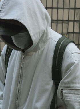 折扣 Far archive 23FW UTILITY 做旧脏染bomber连帽宽松夹克棉服