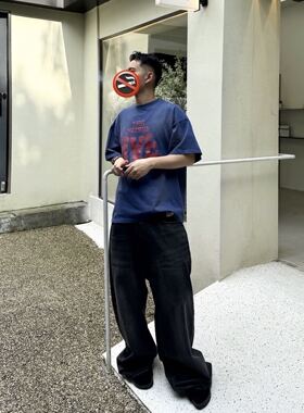 FAR ARCHIVE 24SS UNIVERSE 做旧水洗logo短宽vintage短袖T恤vibe