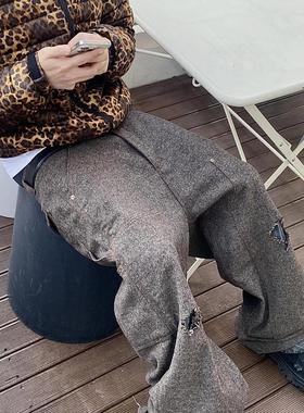 Undermycar 24FW BILL THE BUTCHER 双层内衬破坏羊毛双膝伐木裤