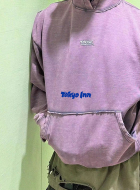 Far archive VINTAGE WASHEDHOODIE破坏水洗做旧棱骨连帽vibe卫衣