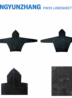 DINGYUNZHANG 25FW 黑色螺纹拉链卫衣