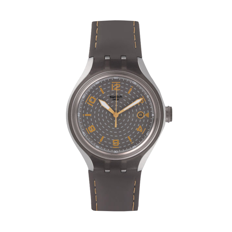 Swatch/斯沃琪手表 深邃煙灰色正品瑞士石英男表煙雨朦朧YES4007